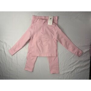 Primark Girls Pink Seamless Activewear Set Quarter Zip Top and Leggings 4-5Y NWT